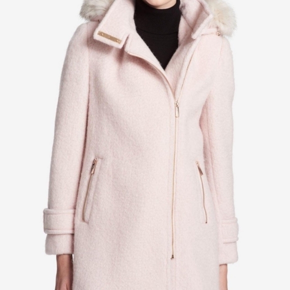 Calvin Klein Fur Trim Hooded Coat - Picture 3 of 9